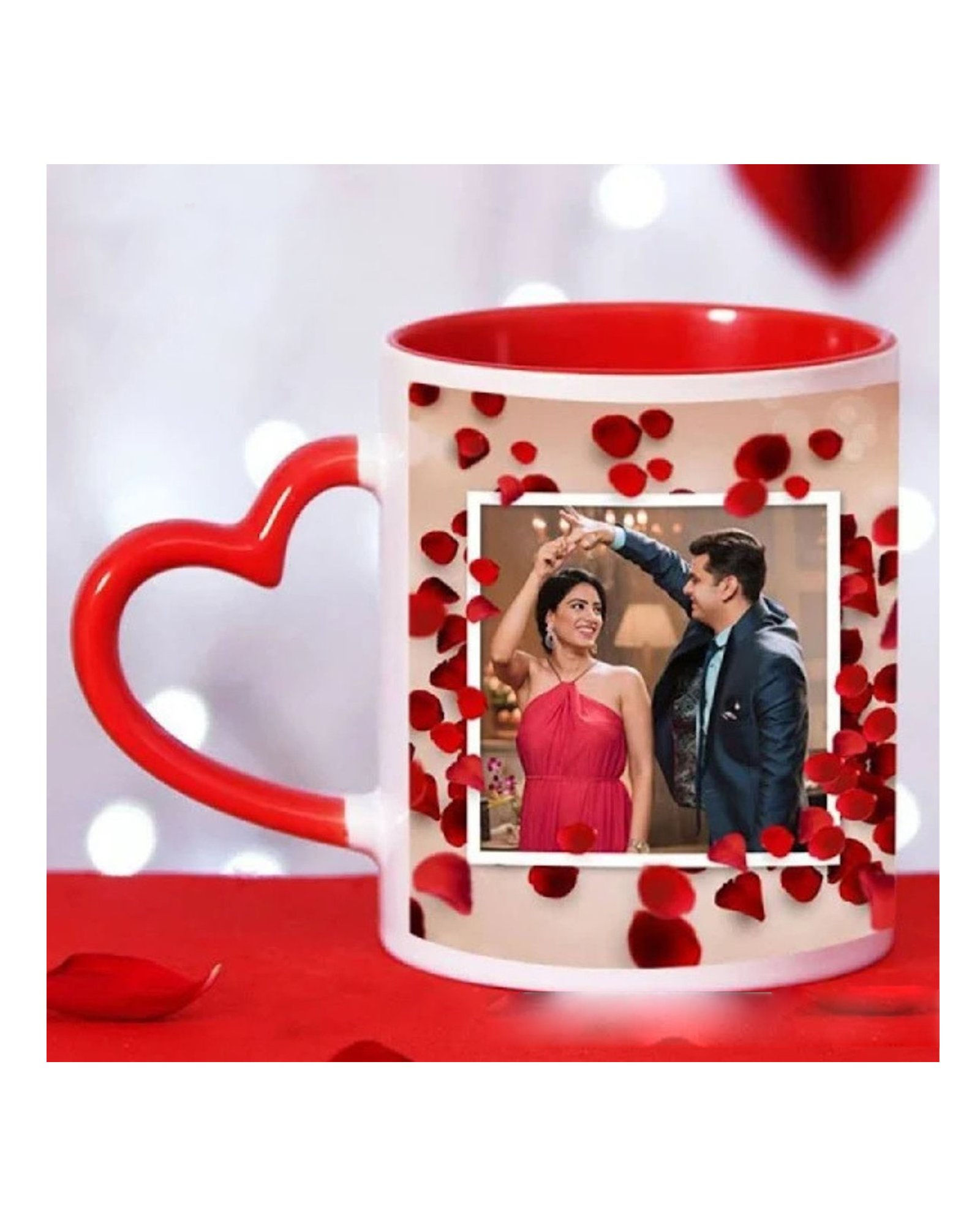 Red Heart handle Mug
